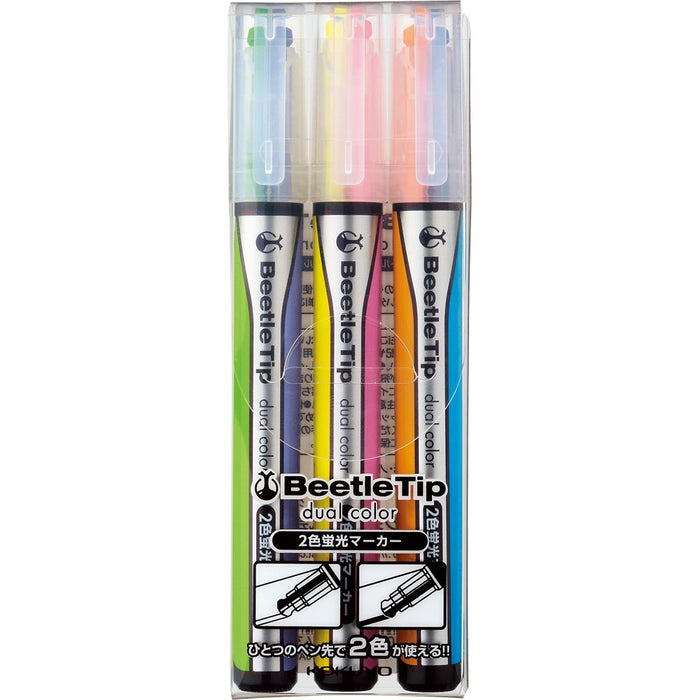 Kokuyo Beetle Tip Dual Color Fluorescent Marker - Made in Japan