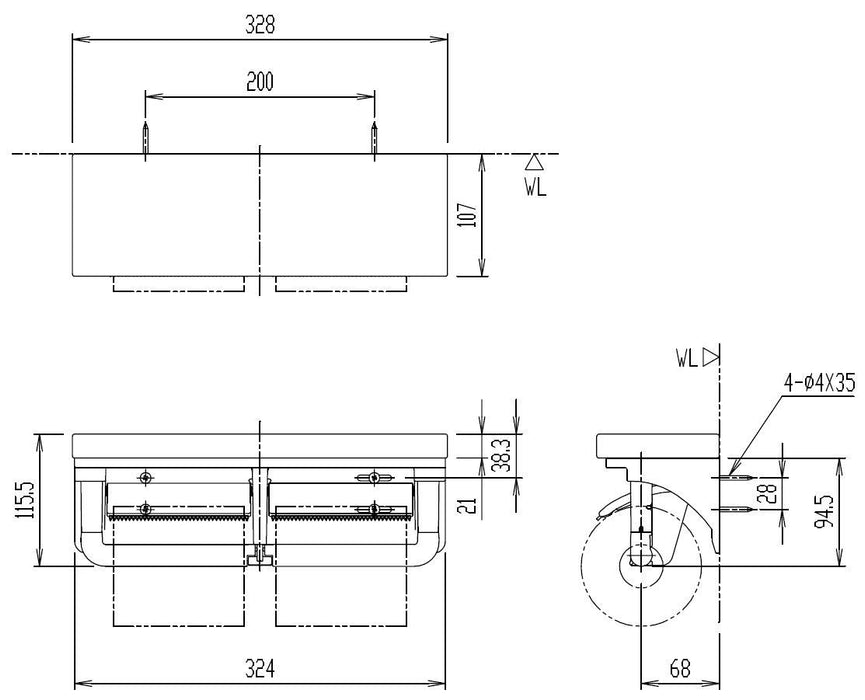 Lixil Inax 附架子雙紙滾筒 - Kurie Pail CF-AA64KU/LP