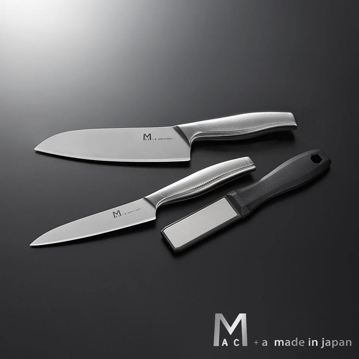 Mac 3 件套 Santoku Petty 刀具套装，带钻石磨刀器，日本制造