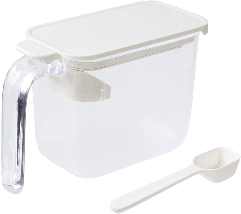 Marna White Seasoning Pot with Spoon - Salt and Sugar Container (Japan)