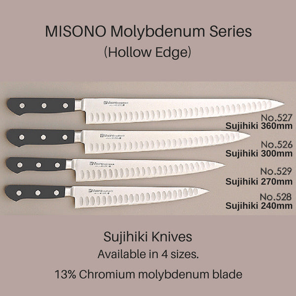 Misono 240mm Sujihiki 刀（空心刃）- No.528