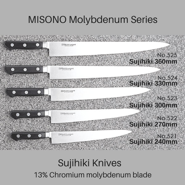 Misono 300mm Sujihiki 刀 - 优质钼刀片（编号 523）