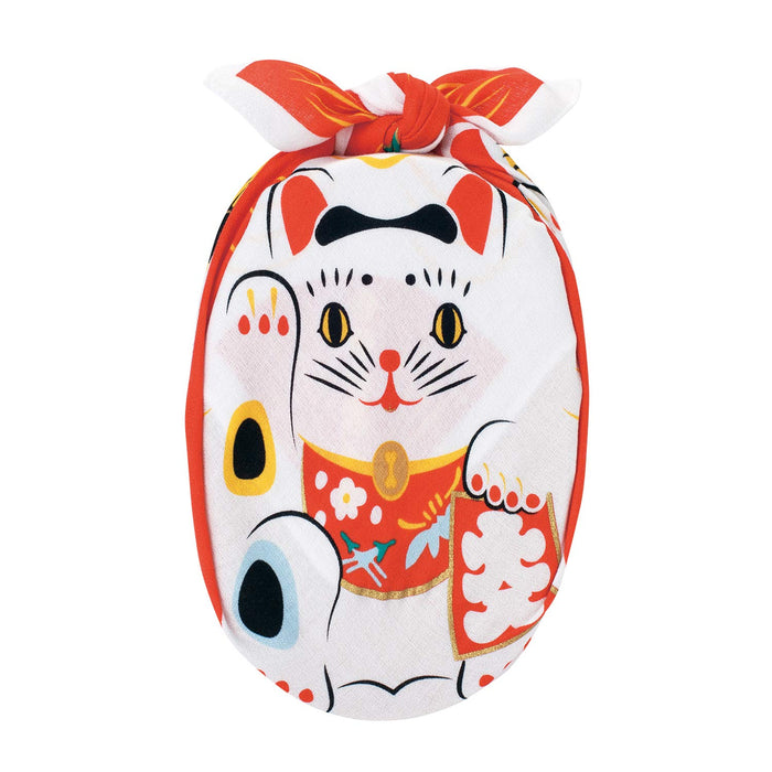 Musubi Furoshiki 48Cm Maneki Neko Kohaku - Made In Japan 20464-105