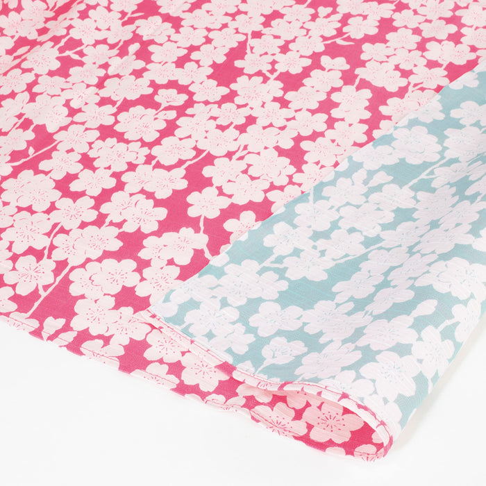 Musubi Furoshiki Chief Isa Pattern Double Sided Cotton - Weeping Cherry Blossom Pink Mint 48Cm