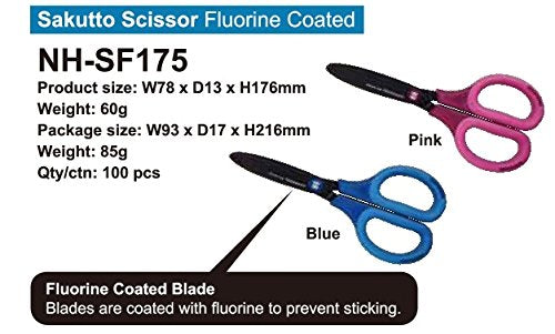 Nakabayashi Japan Scissors - Pink Fluorine Coated Cut NH-SF175P