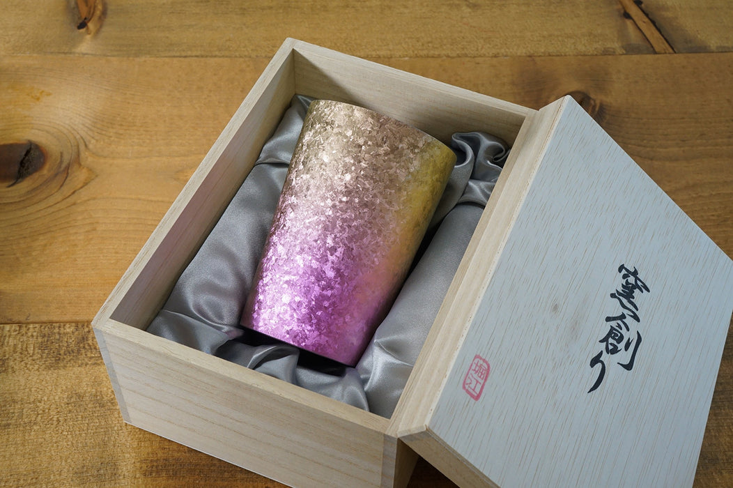 Horie Niigata Prefecture Tsubame Titanium Double Tumbler Kiln Creation 270Cc Light Gradation Pink Japan - T09Km270Gp