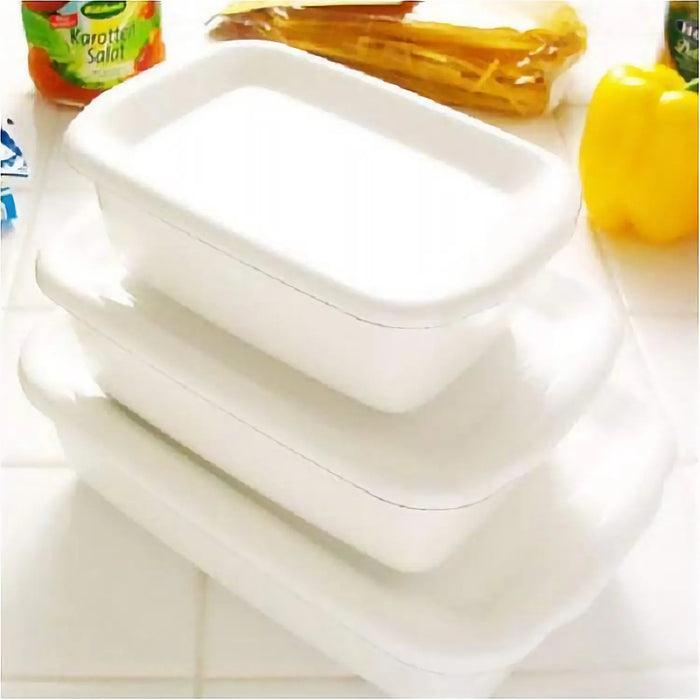 Noda Horo Enamel Rectangle Deep Food Containers with Lid - Small Size