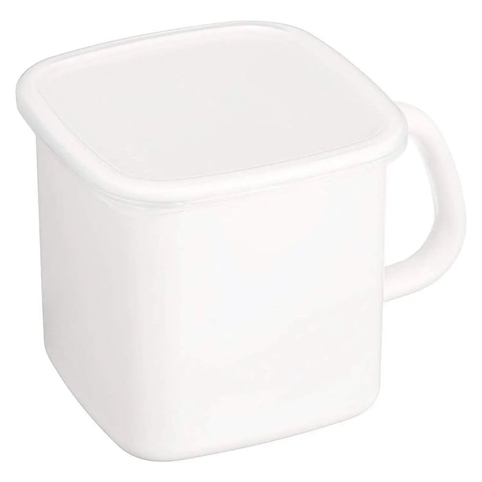 Noda Horo Enamel Square Food Containers - 1.2L Capacity with Handle and Lid