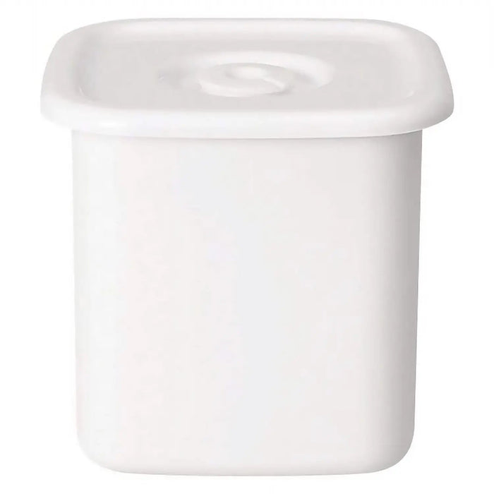 Noda Horo White Enamel Square Food Containers - Large Size with Sealed Lid