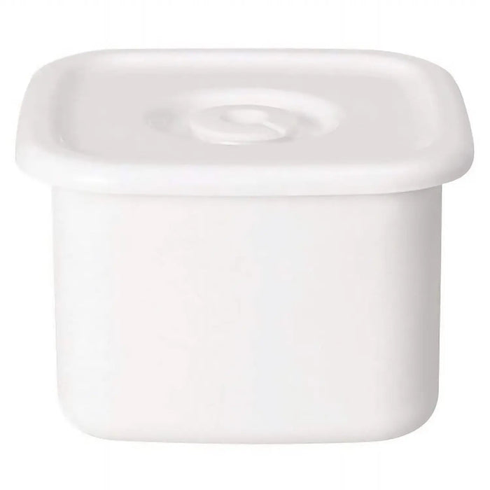 Noda Horo White Enamel Square Food Containers - Medium Size with Sealed Lid