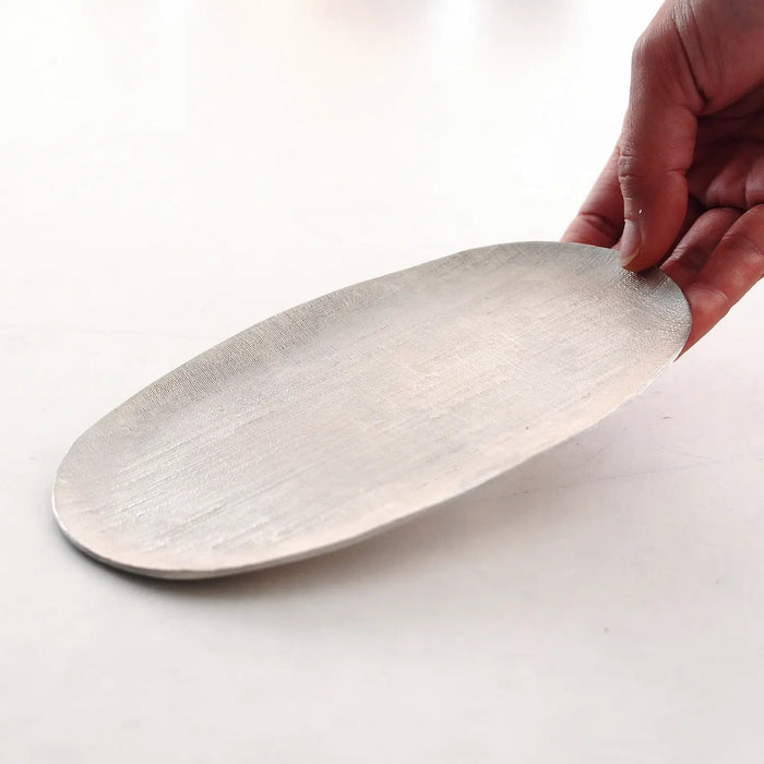 Nunome Medium Long Plate by Nousaku Tinware Enhance Your Table Setting with Exquisite Craftsmanship