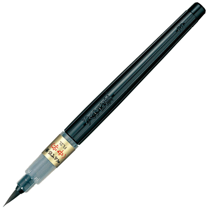 Pentel Xfl2L Black Brush Pen - Medium Point, Made In Japan