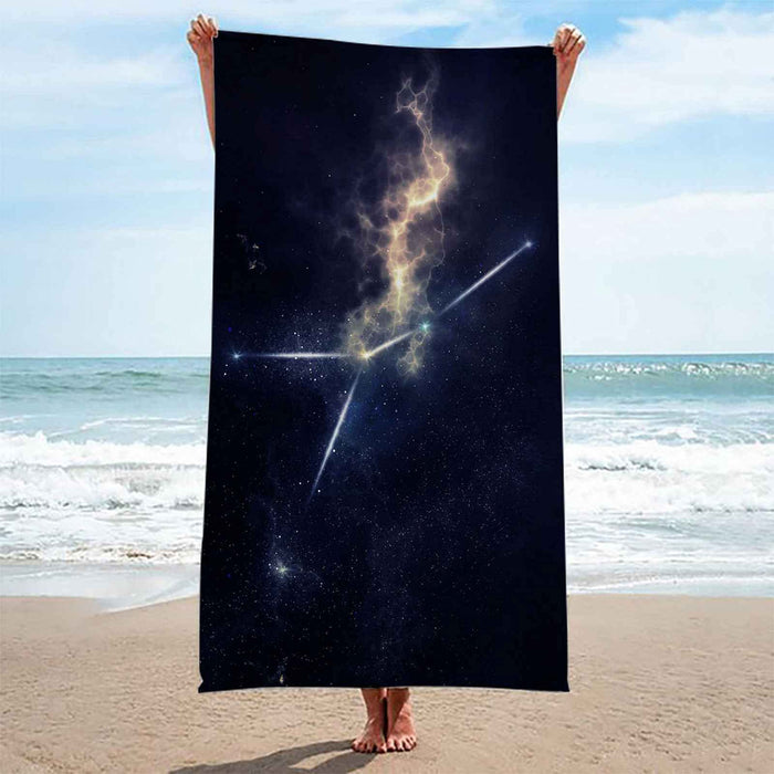 Pghawxz Microfiber Black Starry Sky 3D Beach Towel - Quick Dry & Sandproof