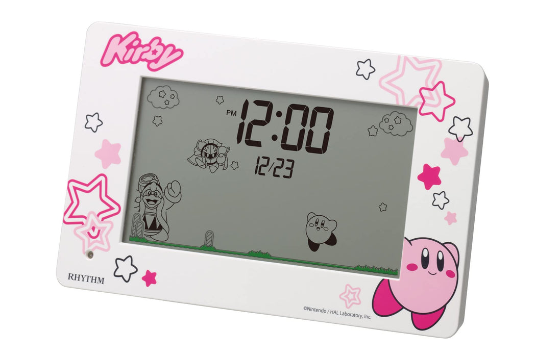 Rhythm Japan Kirby's Dream Land Alarm Clock - Digital Calendar, Pink, 10x16.2x4.5cm