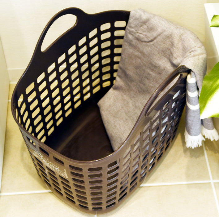 Sanko Plastic Laundry Basket No.1 - Brown, Made in Japan