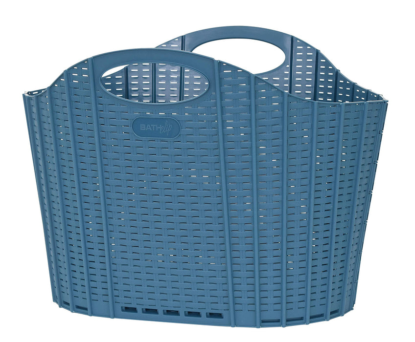 Seiei Japan Blue Rattan Style Laundry Basket - Compact Storage