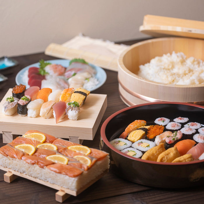 Authentic Shimojima Hinoki Cypress Wooden Sushi Geta Plate - Ideal for 3 Servings