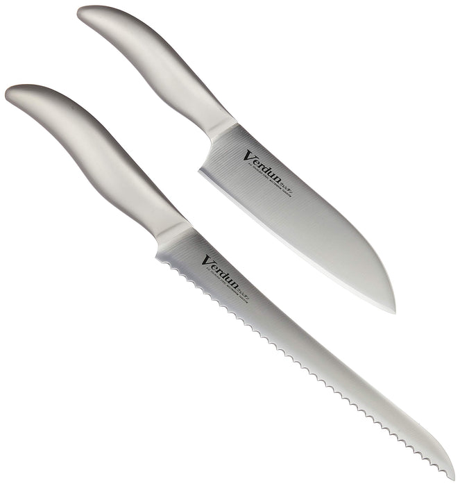 Shimomura Kogyo OVD-40 Santoku & Bread Knife Set (145/225mm Molybdenum Vanadium Steel Japan Made Dishwasher Safe)