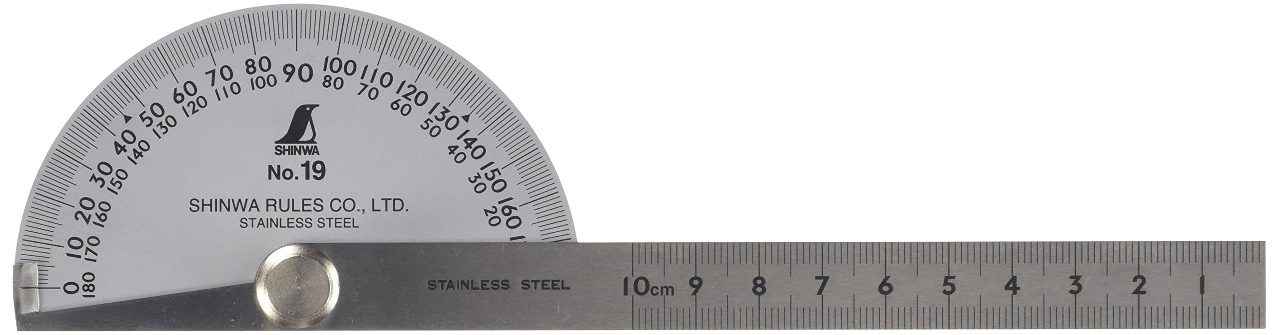 Shinwa 量角器 2 桿 19 號 - 銀色，日本製造