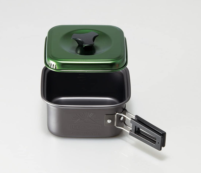 Skater Aluminum Square Pot Ramen Cooker 1.2L Anc1-A Green Outdoor Camping