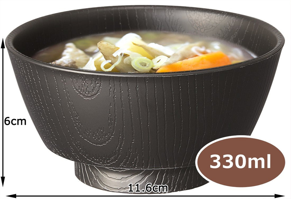 Skater Wood Grain Soup Bowl 330ml Black Japan NBLS2