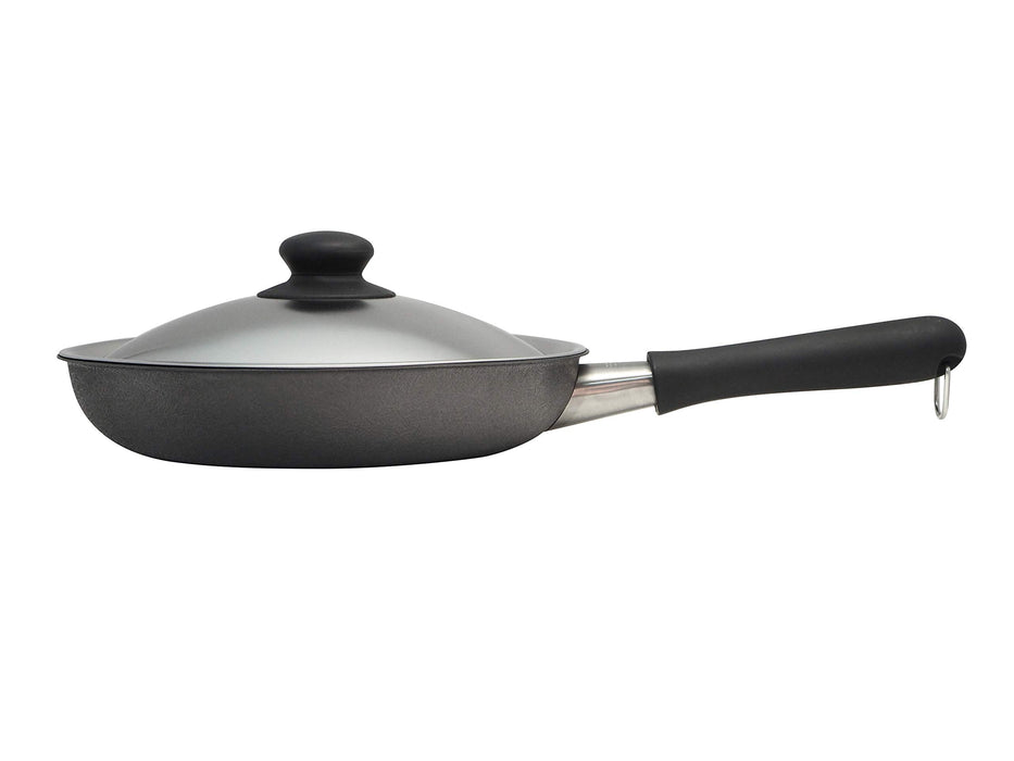 Sori Yanagi 25Cm Iron Frying Pan with Lid - IH Compatible, Double Fiber Line, Nitriding