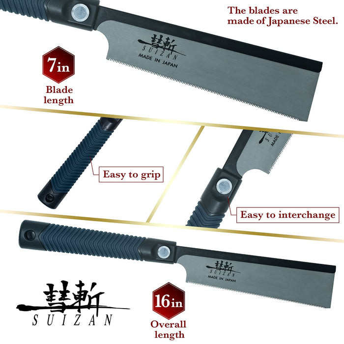 Suizan 180mm Body Saw Replaceable Blades Woodworking Vertical/Horizontal/Diagonal Cutting