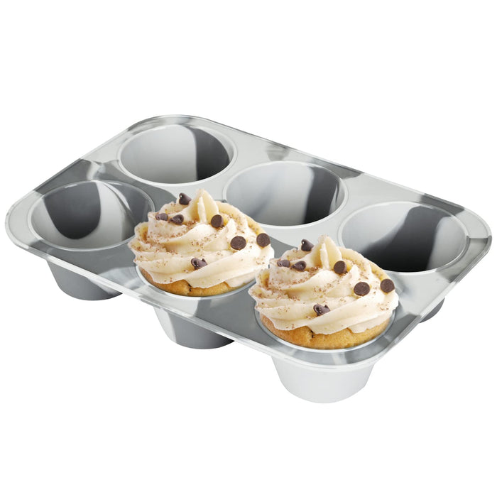 Super Kitchen 6-Cavity Silicone Muffin Mold Plate Cupcake Pan - Non-Stick, Gray