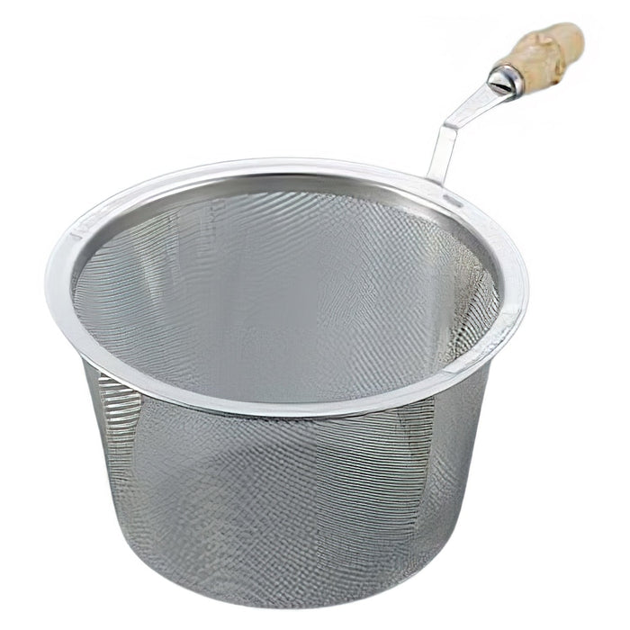 Premium Bamboo Handled Stainless Steel Tea Strainer - 45-49mm