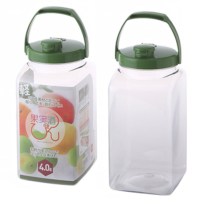 Takeya Japan 4L Square Fruit Liquor Bottle with Handle - Premium Quality for Refreshing Beverages