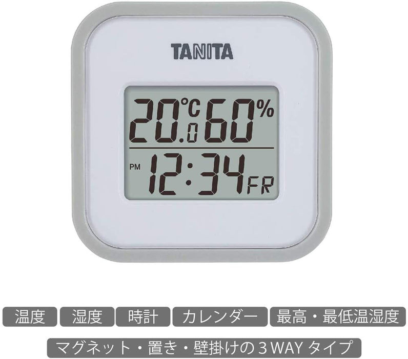 Tanita Tt-558Gy Digital Wall Clock Calendar - Temperature & Humidity Monitor