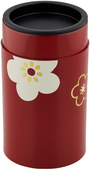 Tatsumiya Large Flower Plum Vermilion Tea Canister - Authentic Japanese Design