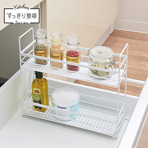 Tenma 2-Tier White Spice Rack - 10x31x27cm - Japan