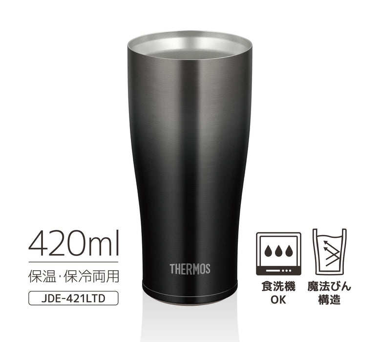 Thermos 420ml 黑色漸層真空保溫杯 - JDE-421LTD BK-G 日本