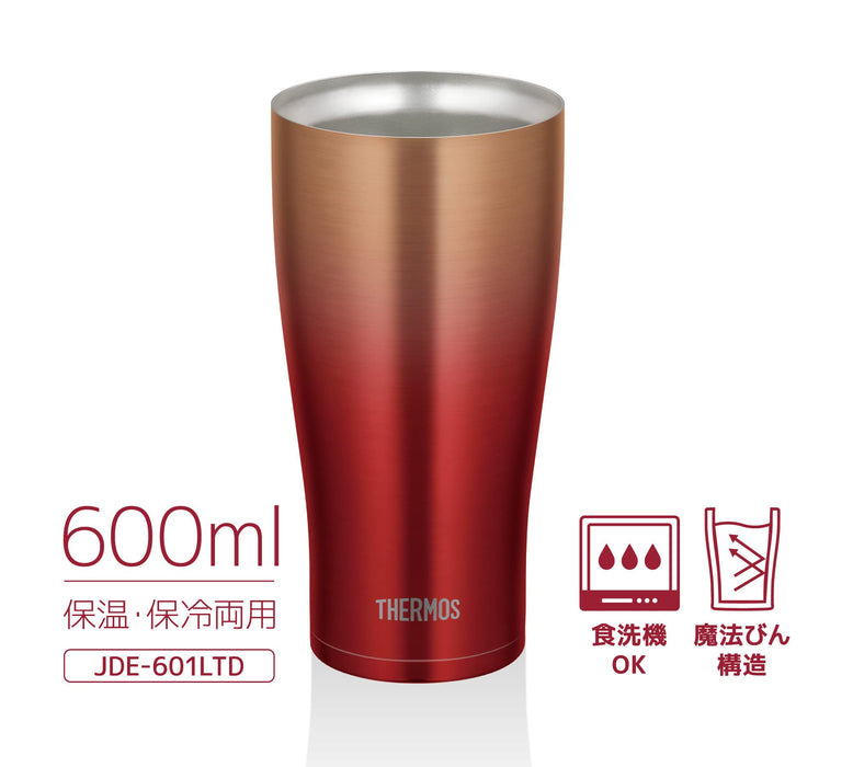 Thermos Japan 600Ml Red Gold Vacuum Insulated Tumbler