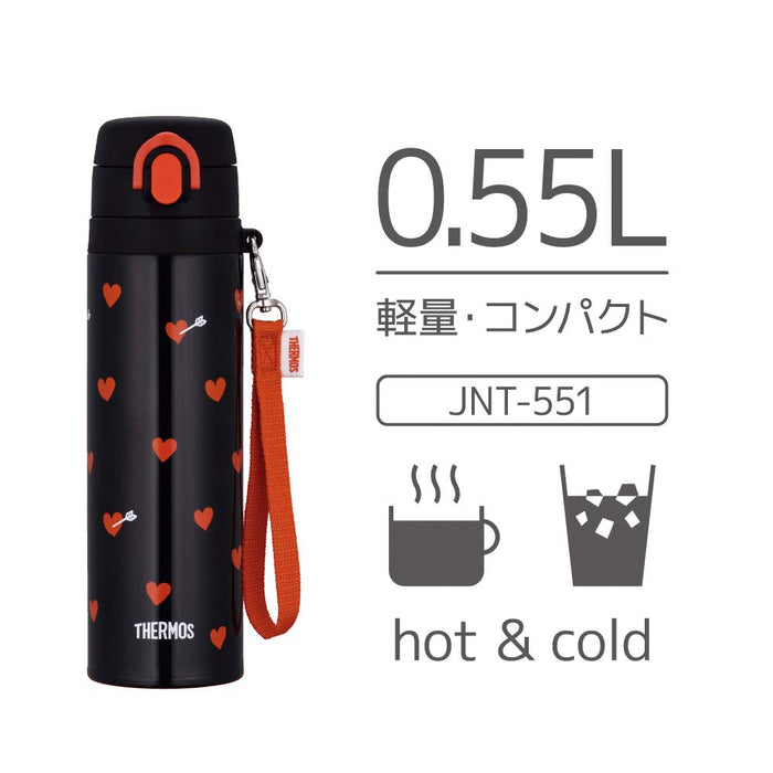 Thermos 550ml 真空保温水瓶 - 日本黑红色 JNT-551 BKR