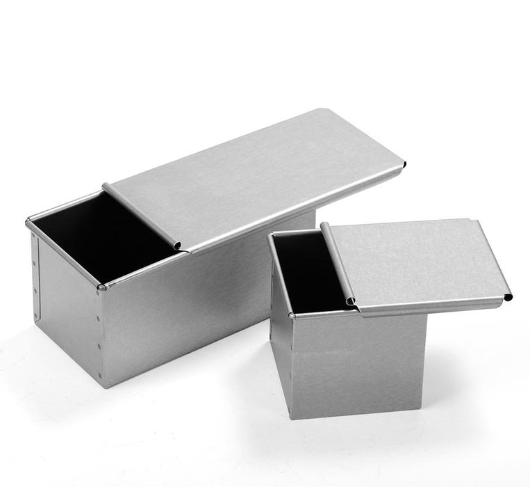 Tiger Crown Japan Square Bread Pan - Aluminized Steel, 1 Loaf, Sliding Lid