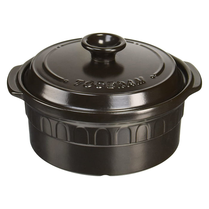 Tohi Ceramics 26Cm Heat-Resistant Casserole Pot - Charcoal Brown Japan