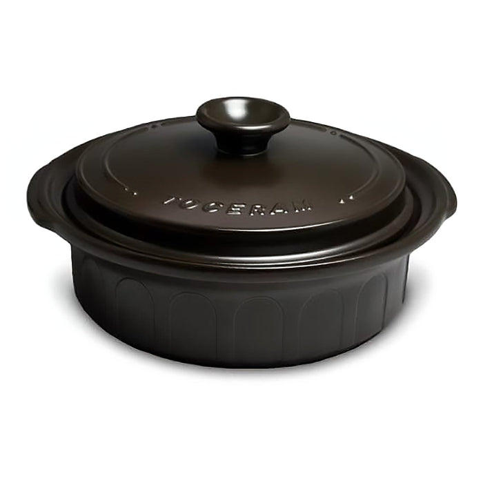 Toceram Charcoal Brown Ceramic Shallow Casserole Pot