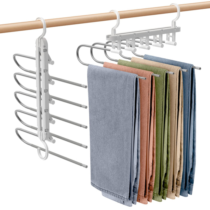 Housolution 5-Tier Trouser Hanger - Japan Made, Wrinkle-Free Closet Storage