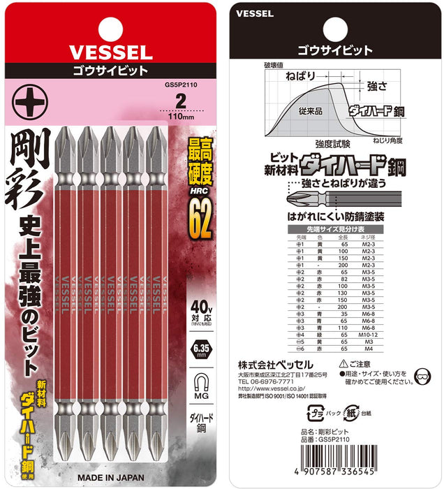 Vessel 40V 相容於 GS5P2110 5 件雙頭 Plus 起子頭套裝