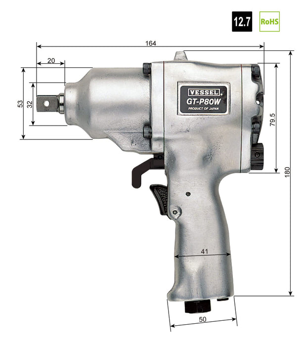 Vessel GT-P80W Air Impact Wrench Double Hammer