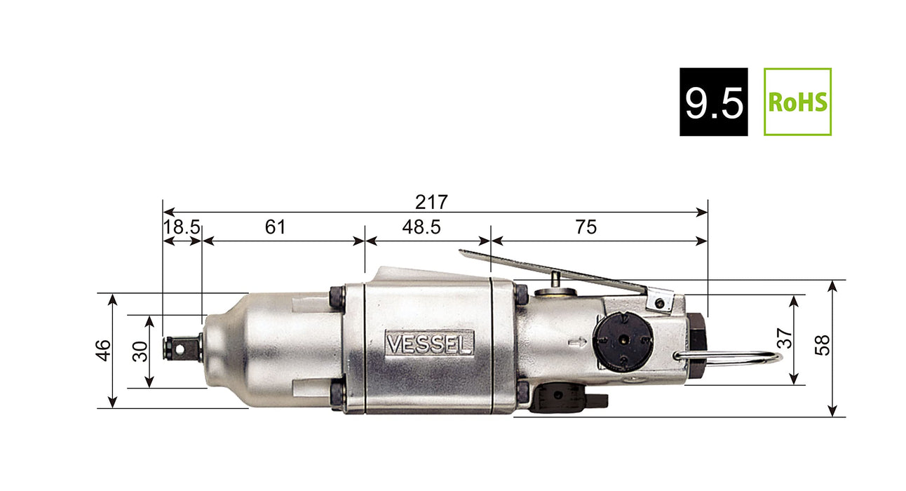 Vessel GT-S650 Air Impact Wrench Single Hammer