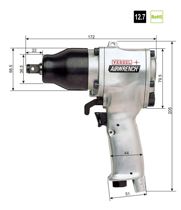 Vessel GT-1600VP Ultralight Air Impact Wrench