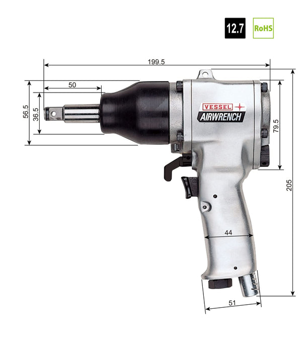 Vessel GT-1600VPL Ultralight Air Impact Wrench