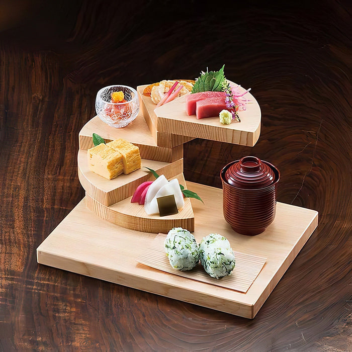 Yamacoh 5-Tier 3D Wooden Sushi Serveware - Premium Quality for Exquisite Dining