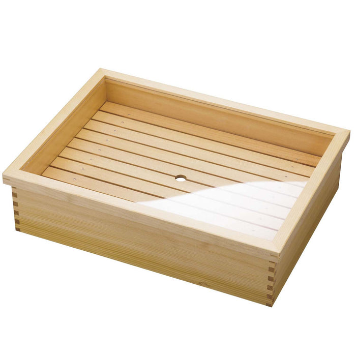 Yamacoh Large Wooden Sushi Neta Case with Stainless Steel Tray