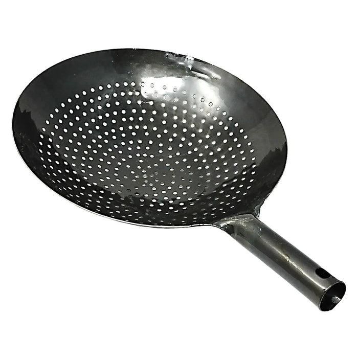 Yamada 39cm Hammered Iron Wok Strainer - Perforated for Optimal Filtering