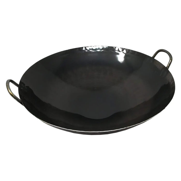 Yamada 39Cm Double-Handle Wok - Authentic Japanese Iron Cookware, 1.2Mm Thickness