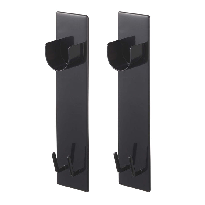 Yamazaki Industrial Magnetic Bathroom Clothesline Holder Set - Tower Black (2 Pack)